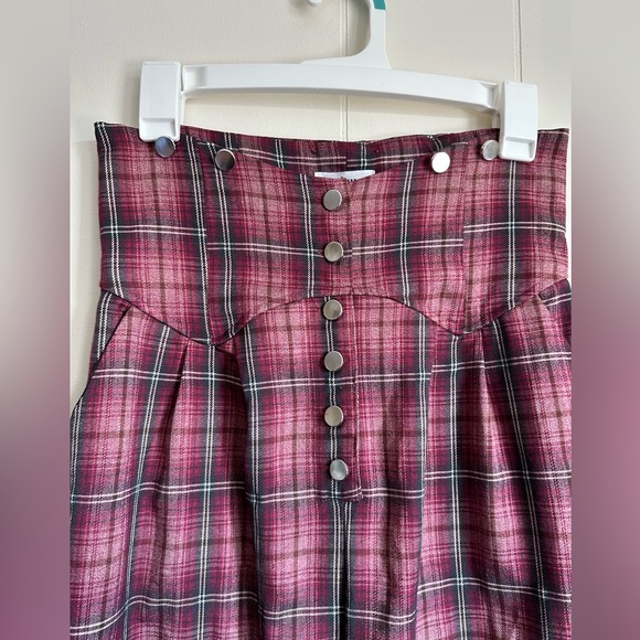 Unique Vintage 1940s Plaid Buttoned Wide Leg Trousers - Picture 2 of 6